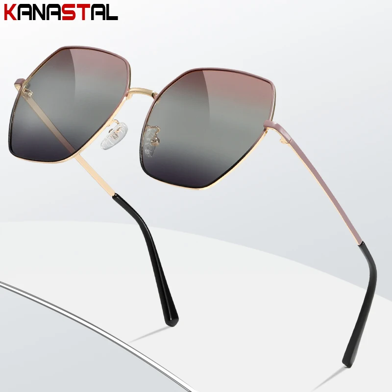 Women Sunglasses Polarized Fashion Bicolor Sun Glasses Sunscreen Goggles Metal Big Eyeglasses Frame Men Driving Cycling Eyewear