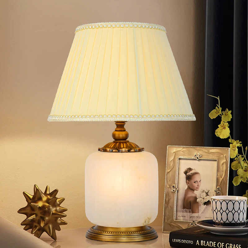 European style living room foyer decoration study dressing table, student writing all copper eye protection small table lamp