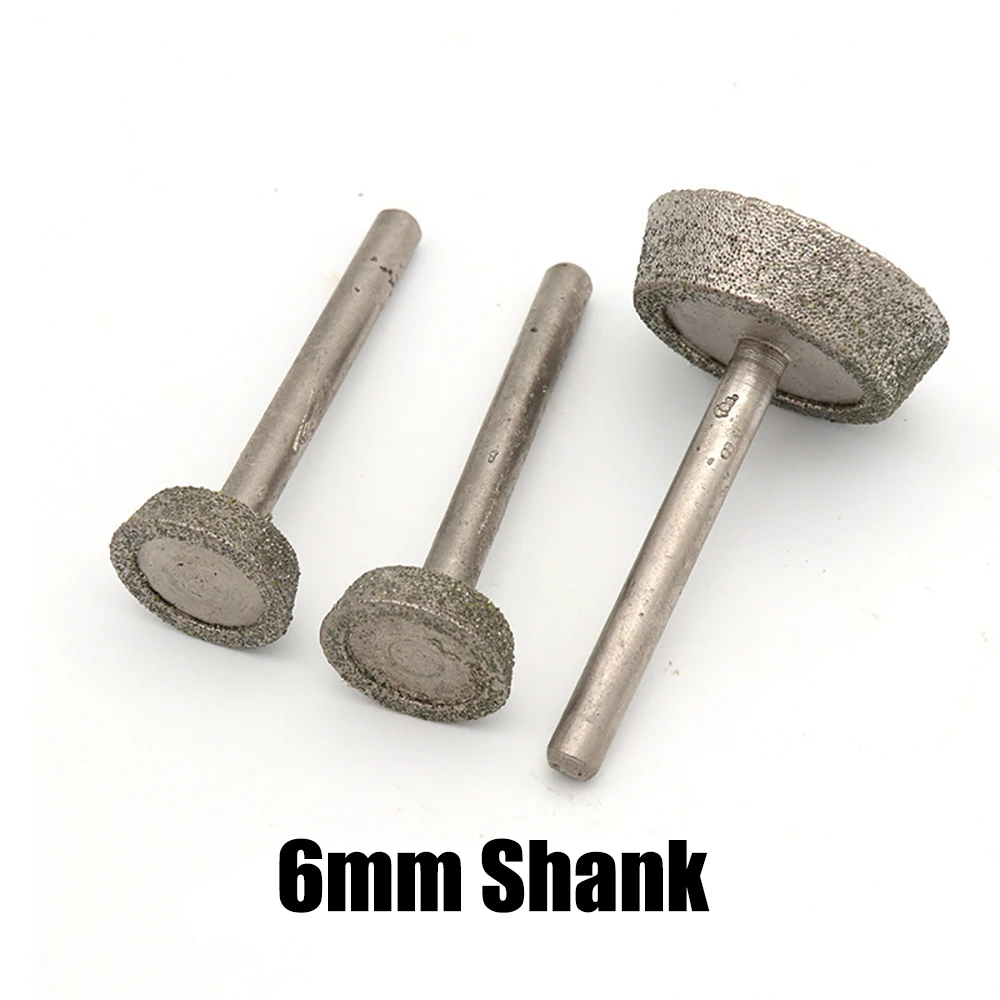 

20-40mm Diamond Grinding Head Shank 6mm Inverted Trapezoid Polishing Engraving Bit for Jade Glass Carving Abrasive Rotary Tools