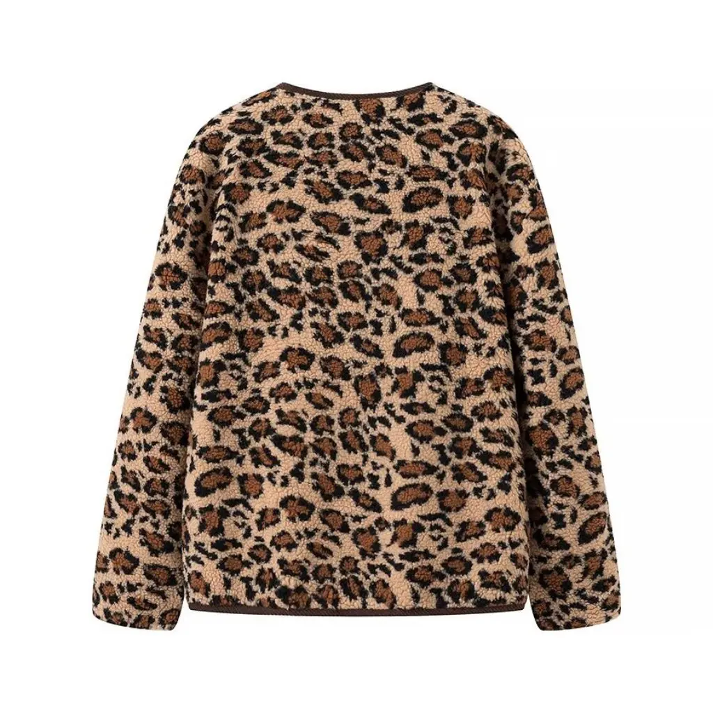

Women's Street Fashion Lamb Wool Animal Print Coat European American Style 2339