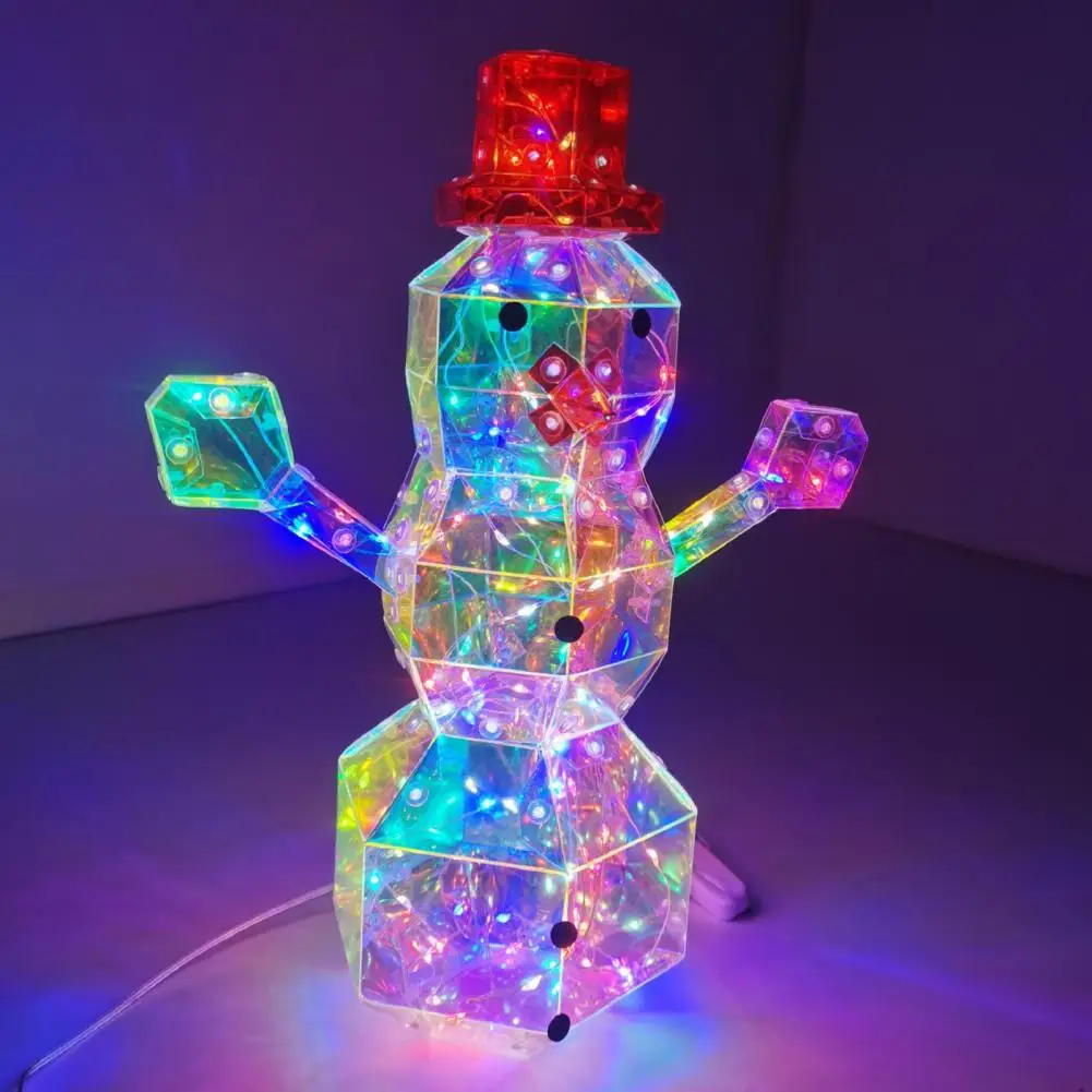 

Christmas Led Decor Prismatic Snowman Ornaments Festive Led Holiday Decor for Christmas Halloween Usb Powered Table Figurine