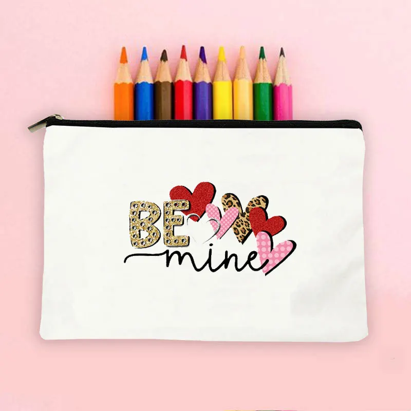 Art Pattern Font Print Women's Mini Canvas Brush Pouch Set Daily  Storage Bag Small Clutch Bag Zipper Purses for Girl Makeup Bag