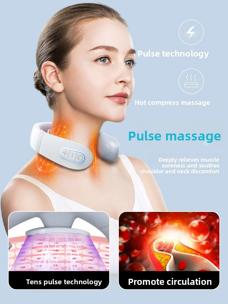 

Neck Massager with TENS & Heat, 15 Levels 10 Modes, Pain Relief, Portable Cordless, Rechargeable, Gift for Men Women