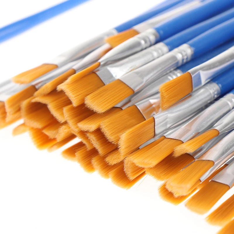Neue 50 Stück flache Pinsel mit Nylonhaar, kleine Pinselmenge für Detailmalerei