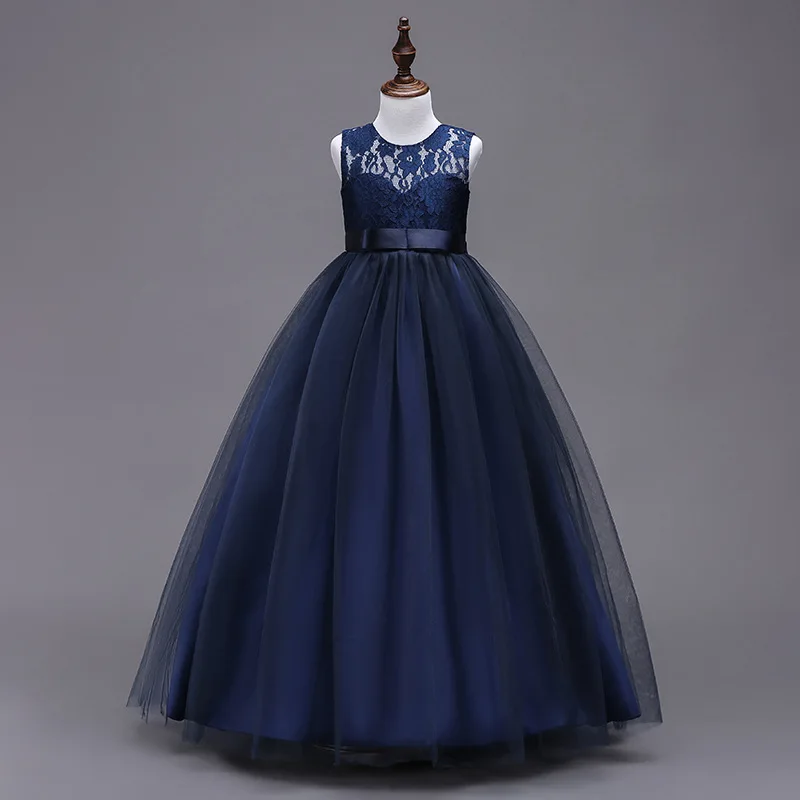 

New Arrival Children's Princess Dress - Lace Wedding Gown with Long Tulle Puff Skirt, Sleeveless Dress