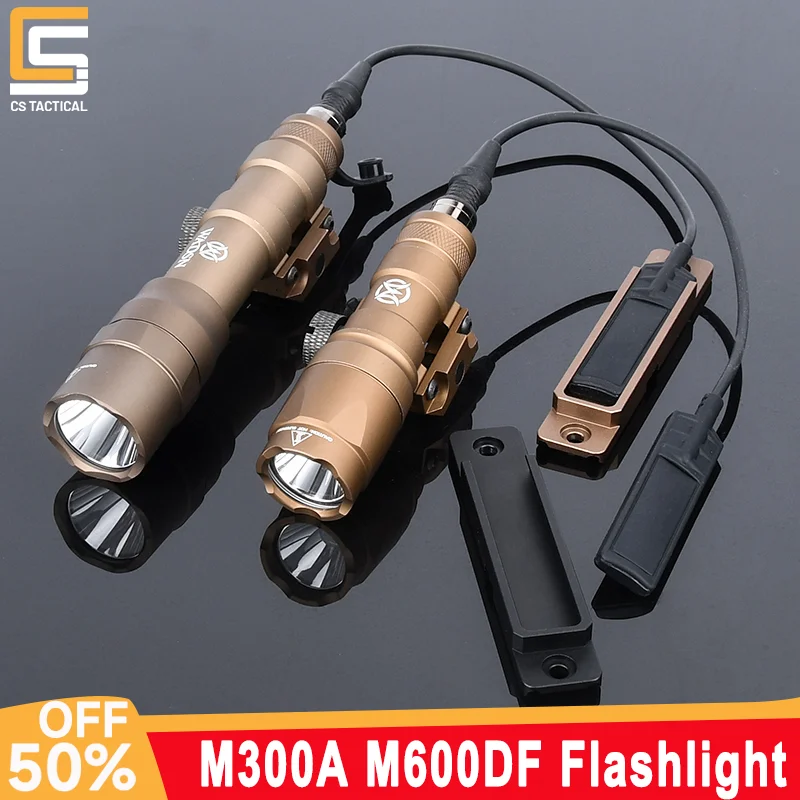 

Tactical M600 M300 M600DF M300A Flashlight White Light Metal Tail Switch Card Slot Fit M-Lok Keymod Rail Hunting Weapon Lamp