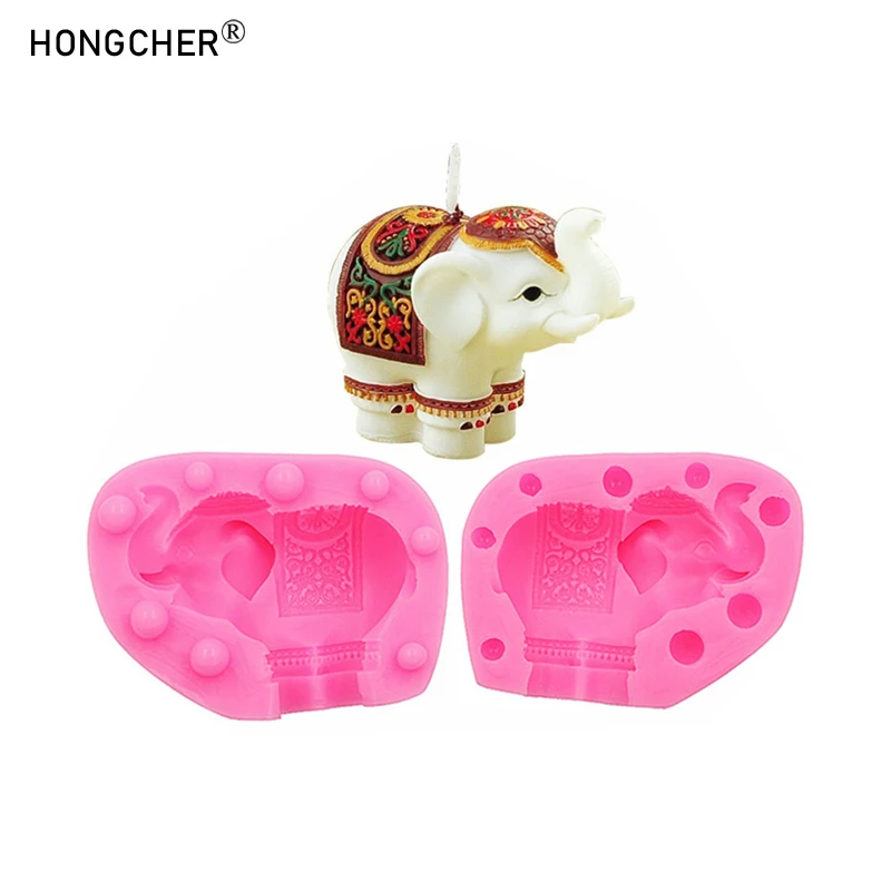 3D Elephant Aroma Candle Silicone Mould DIY Handmade Art Plaster Aroma Decoration Ornament Chocolate Cake Decoration Molds