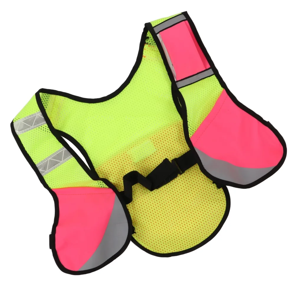 Multi-function Reflective Cycling Vest Elastic Pink Night Riding Vest High Visibility Breathable Running Safety Vest