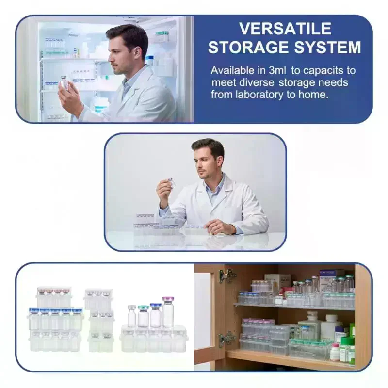 Tube Storage Box for Microtubes 3mL 5mL 7mL 10mL Vial Holder Stackable Plastic Case Laboratory Sample Storage Lightweight Design