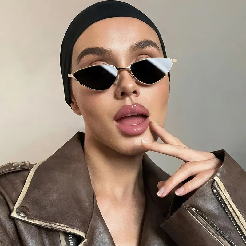 JNPCXI ريترو القط العين النساء النظارات الشمسية أزياء الفضة الأزرق التدرج ظلال UV400 الرجال نظارات شمسية