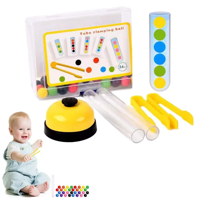 Clip Beads Game Fine Motor Sorting Set Clip Beads Test Tube Toys For Kids Educational Counting Toys Educational Birthday Gift