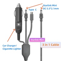 Starlink Mini 3 in 1 Power Cable 6.5FT/10FT/16FT 18AWG Cigarette Lighter Car Charge,DC,Type C to DC Starlink Mini Cable