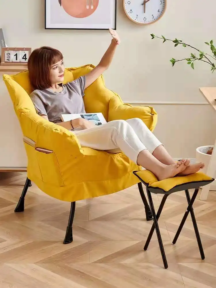 New Living Room Chairs Lazy Sofa Chair Leisure Home sofa chair with foot stool Bedroom Home comfortable Office Armchair