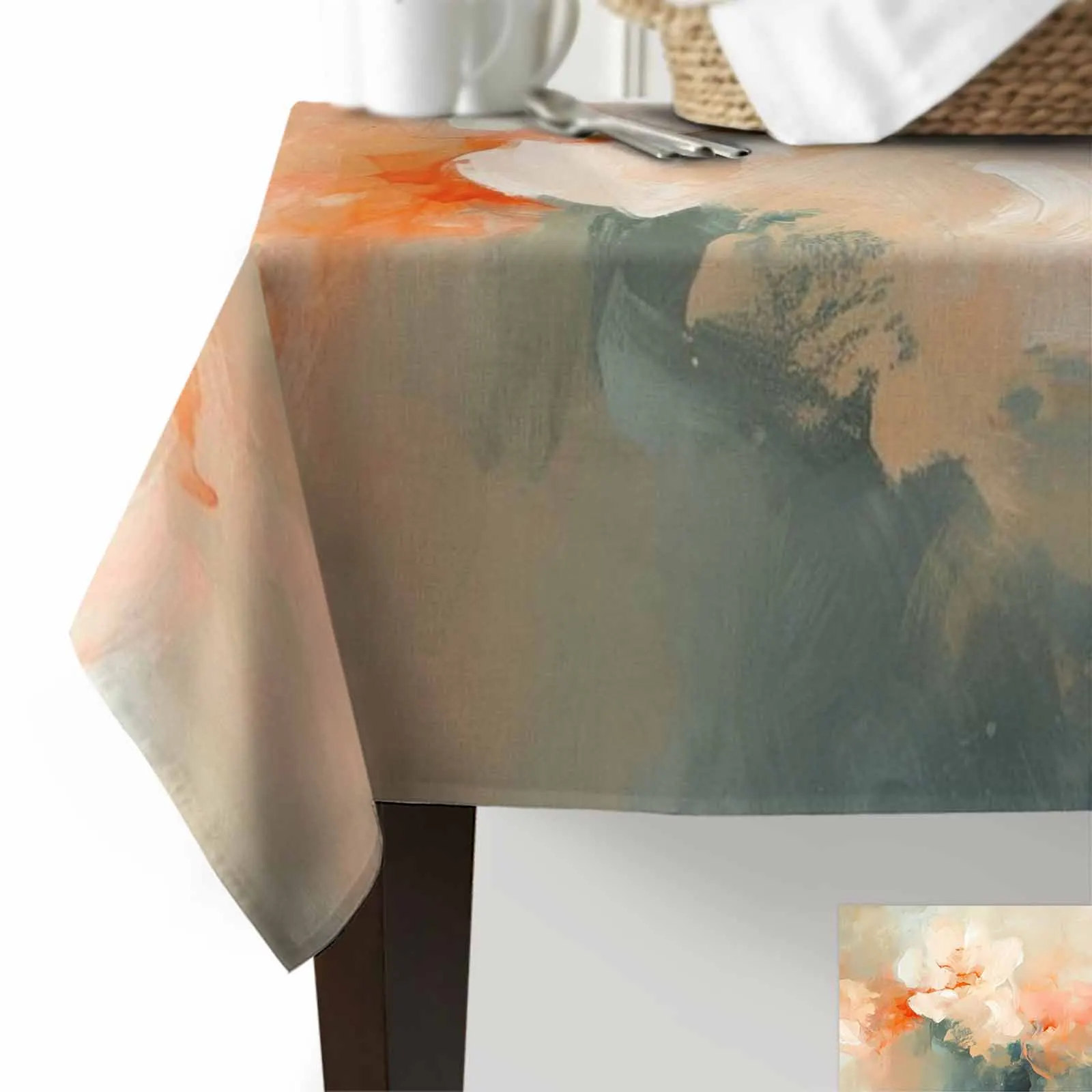 Abstract Modern Art Of Flower Oil Painting Anti-scalding Waterproof Tablecloth Rectangular Round Table Cover Kitchen Furnishings