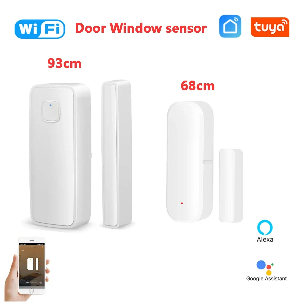 

Tuya Smart Wifi Door Window Sensor Open Close Detector App Notification Home Security Alarm with Alexa Google Home Smart Life