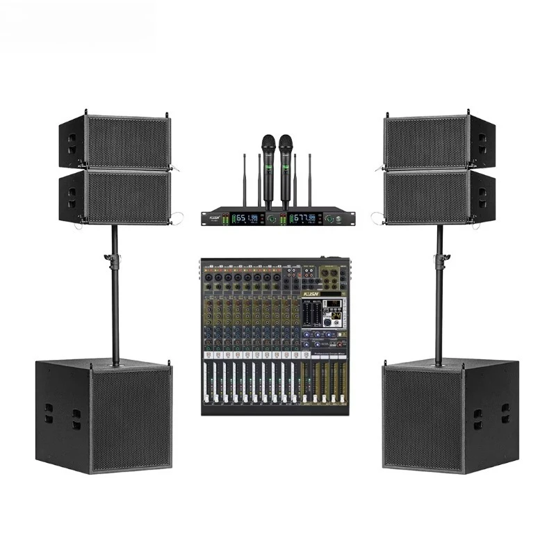 Line Array Sound System Active Professional DJ Speaker Set System Outdoor Audio Mixer PA System