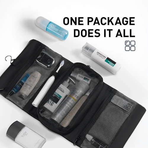 Imagen 2 del producto MARK RYDEN Bolsa de aseo de viaje Bolsa organizadora impermeable Bolsa liviana negra elegante