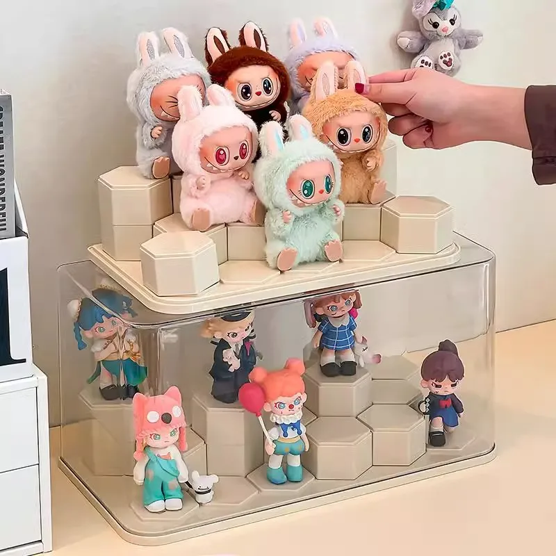 16 سنتيمتر Labubu صندوق عرض صندوق خزانة الغبار والرطوبة صندوق أعمى شخصية رف شاشة خزانة عرض شفافة