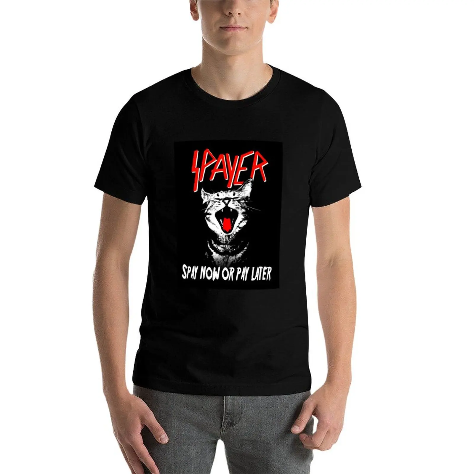 Spayer Spay agora ou pague mais tarde gato unissex, masculino, branco, tendência, boa ideia camiseta roupas vintage alfandegárias camiseta masculina