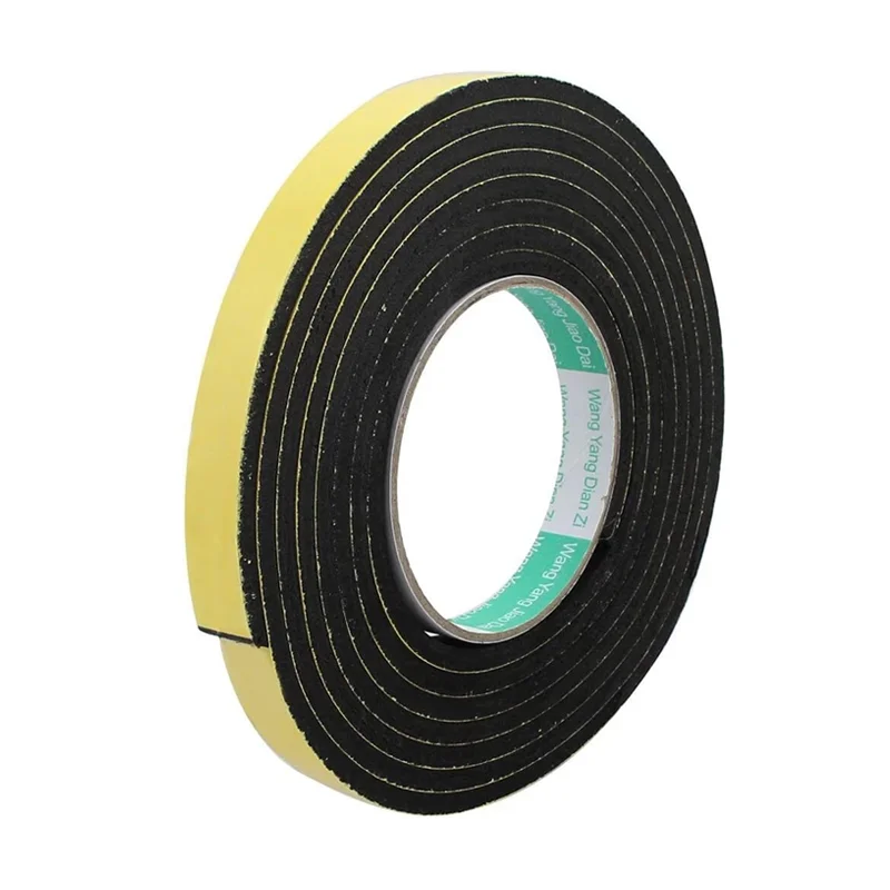 Single-side Adhesive Shockproof Sponge Foam Tape 3Meter 15mm x 5mm Yellow Black