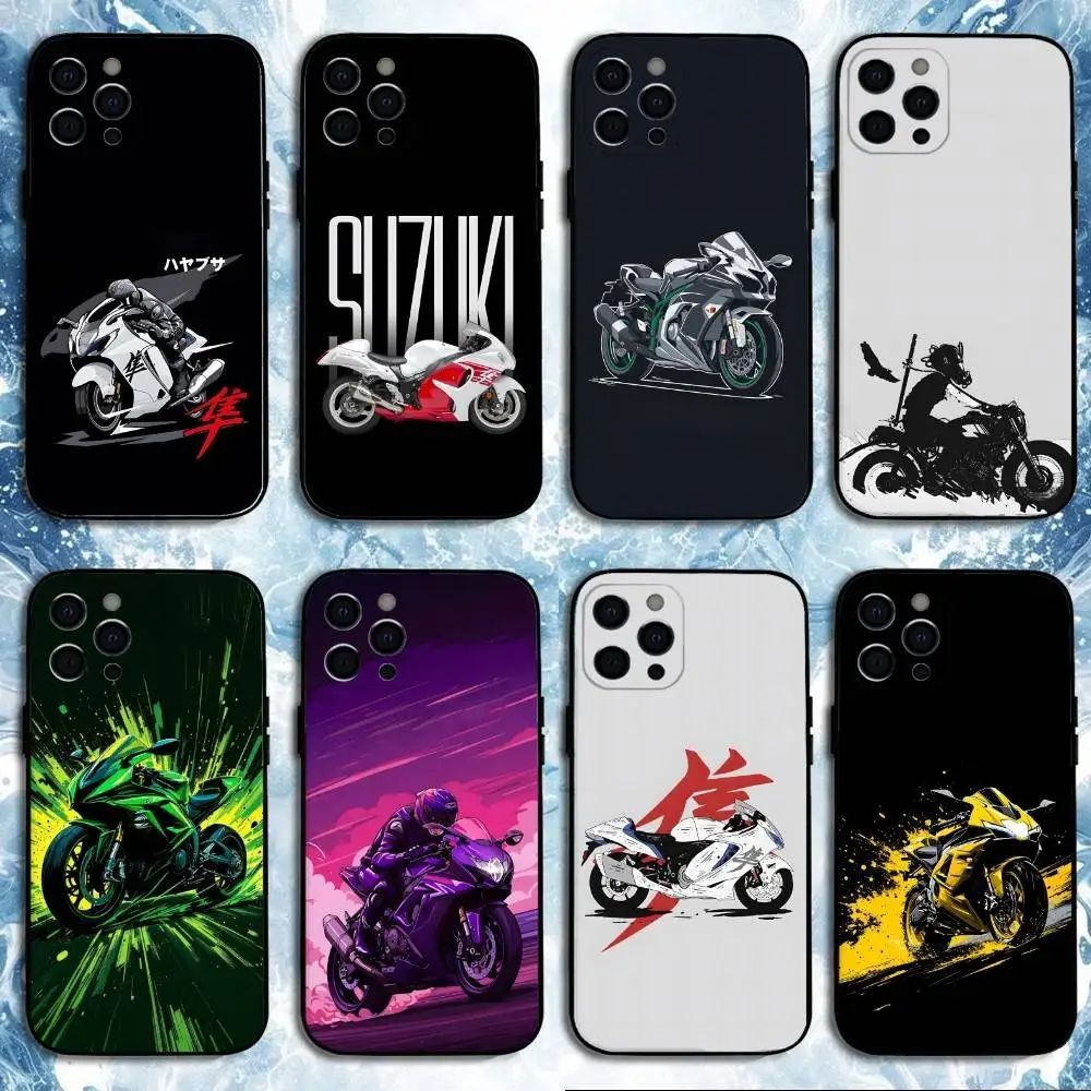 

Motorcycle S H-Hayabusa-A Phone Case For iPhone17,16,15,14,13,12,11 Plus,Pro Max, Soft Silicone Black Cover