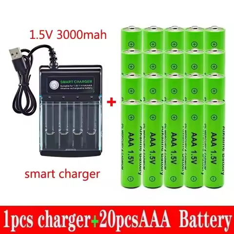 AAA Rechargeable Battery 3000mAh 1 5V New Alcalinas Battery USB Charger Included
