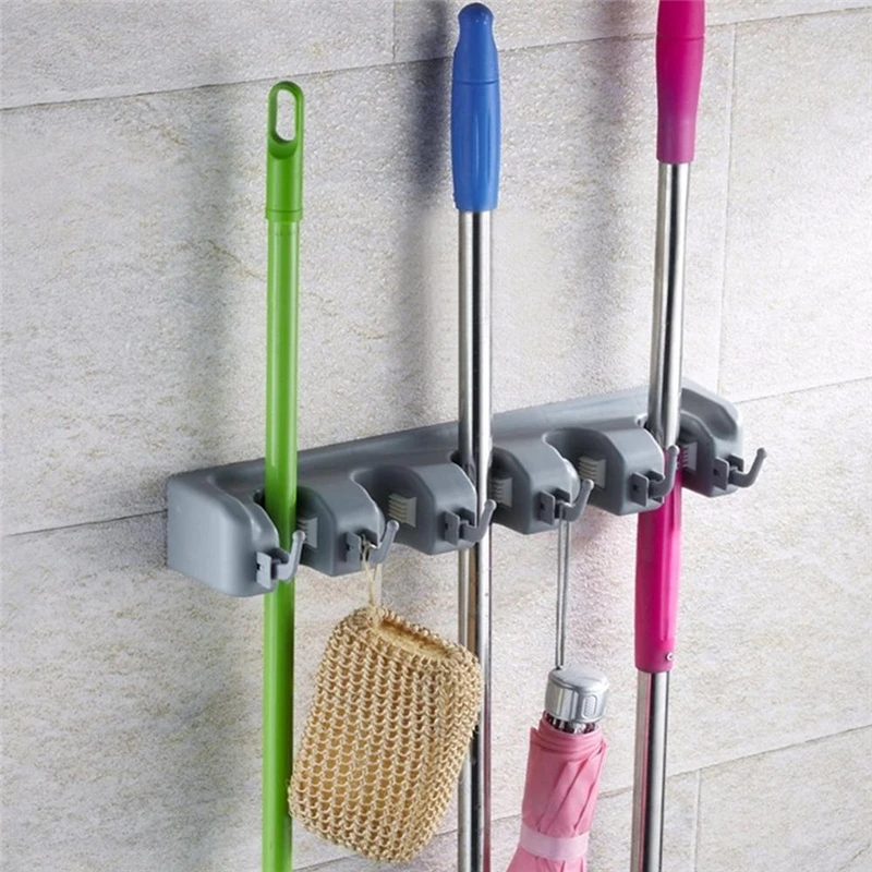 Move Holder Storage Rack Hook Wall Mounted Multi Functional Mount Screw Broom Holder With Wheel Household Household goods