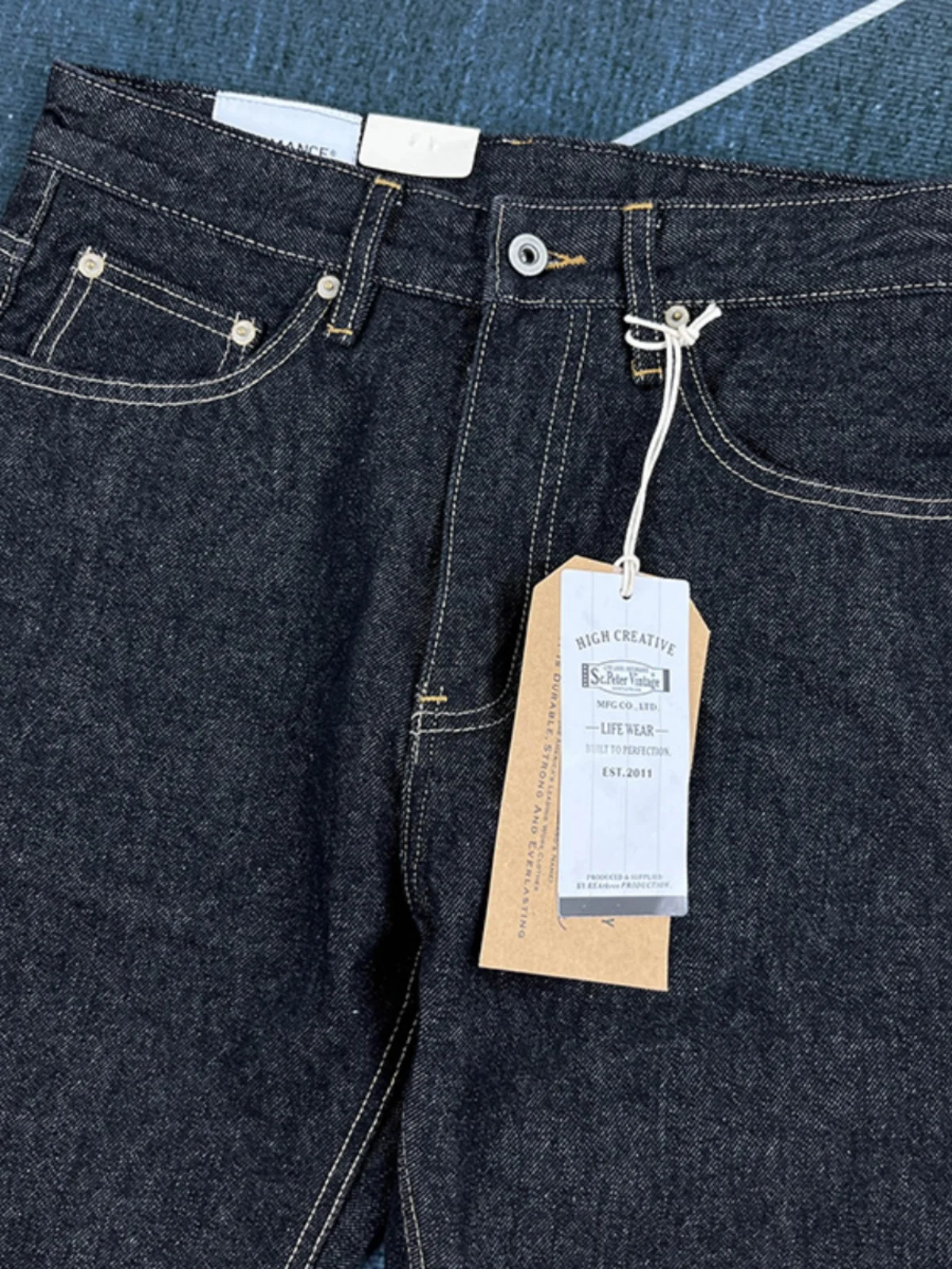 2024 Autumn and Winter American Retro Primary Color Black Denim Jeans Men's 86.4% Cotton Washed Old Heavyweight Straight Pants