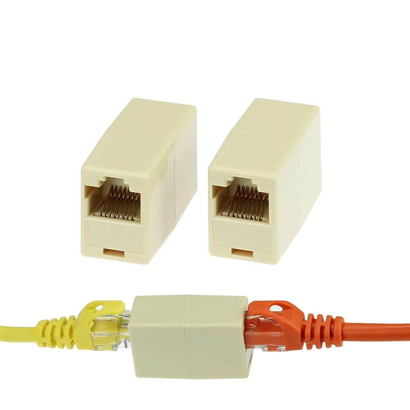 2 pcs High Speed 8pin CAT 5 6 RJ45 Female to Female full copper Ethernet Network Cable connecter for PC Laptop Router