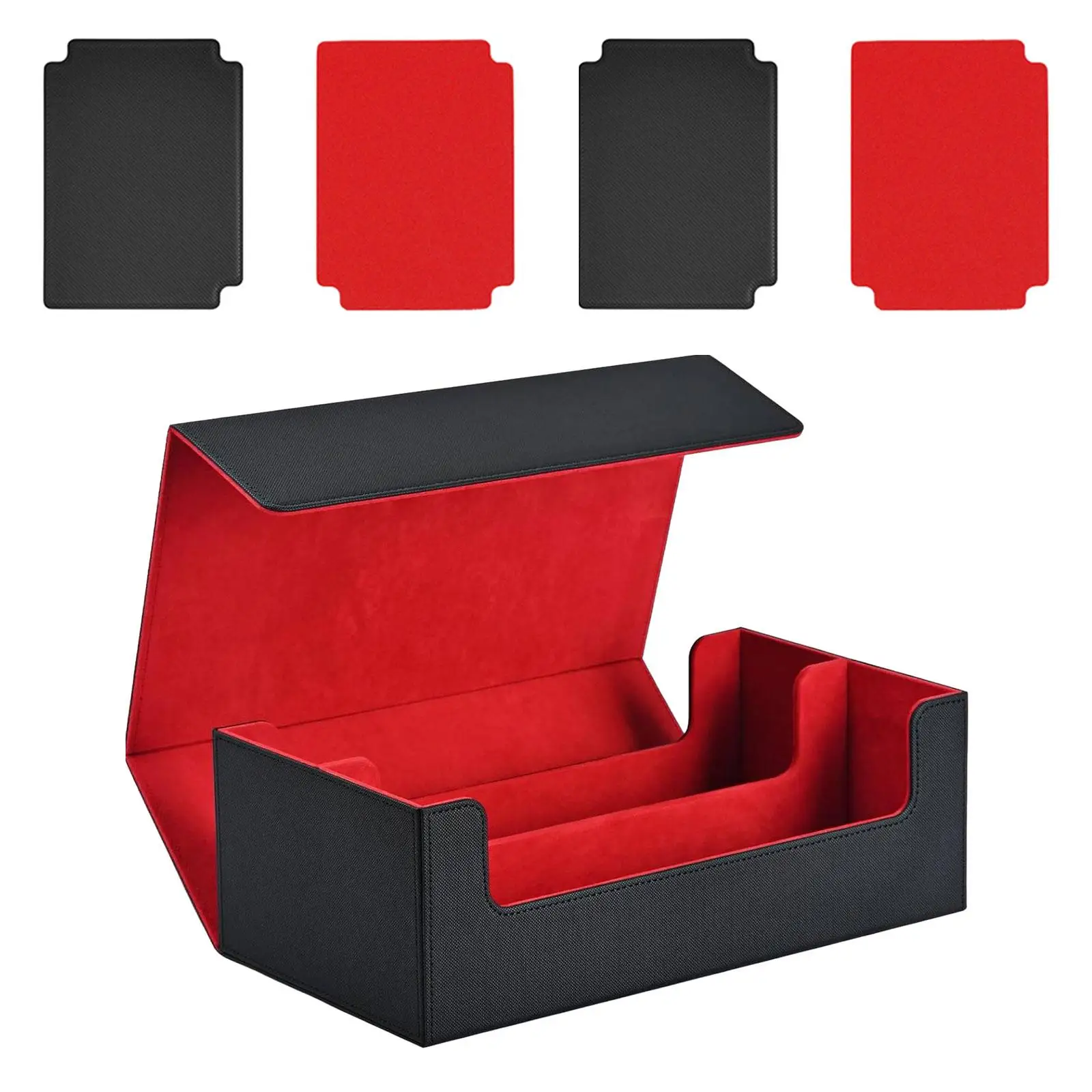 

Card Deck Box with 4 Card Dividers Sleeved Cards Holder Game Card Storage