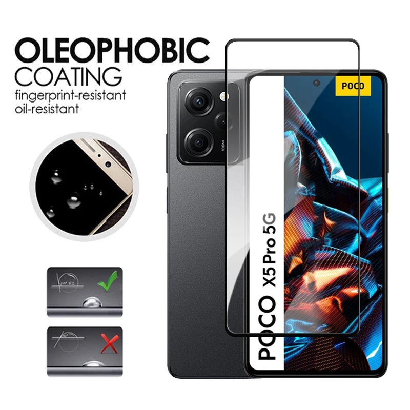 4in1 For POCO X5 Pro 5G Glass For POCO X5 Pro Tempered Glass 2.5D Full Cover Screen Protector Xiaomi POCO X5 Pro 5G Lens Film