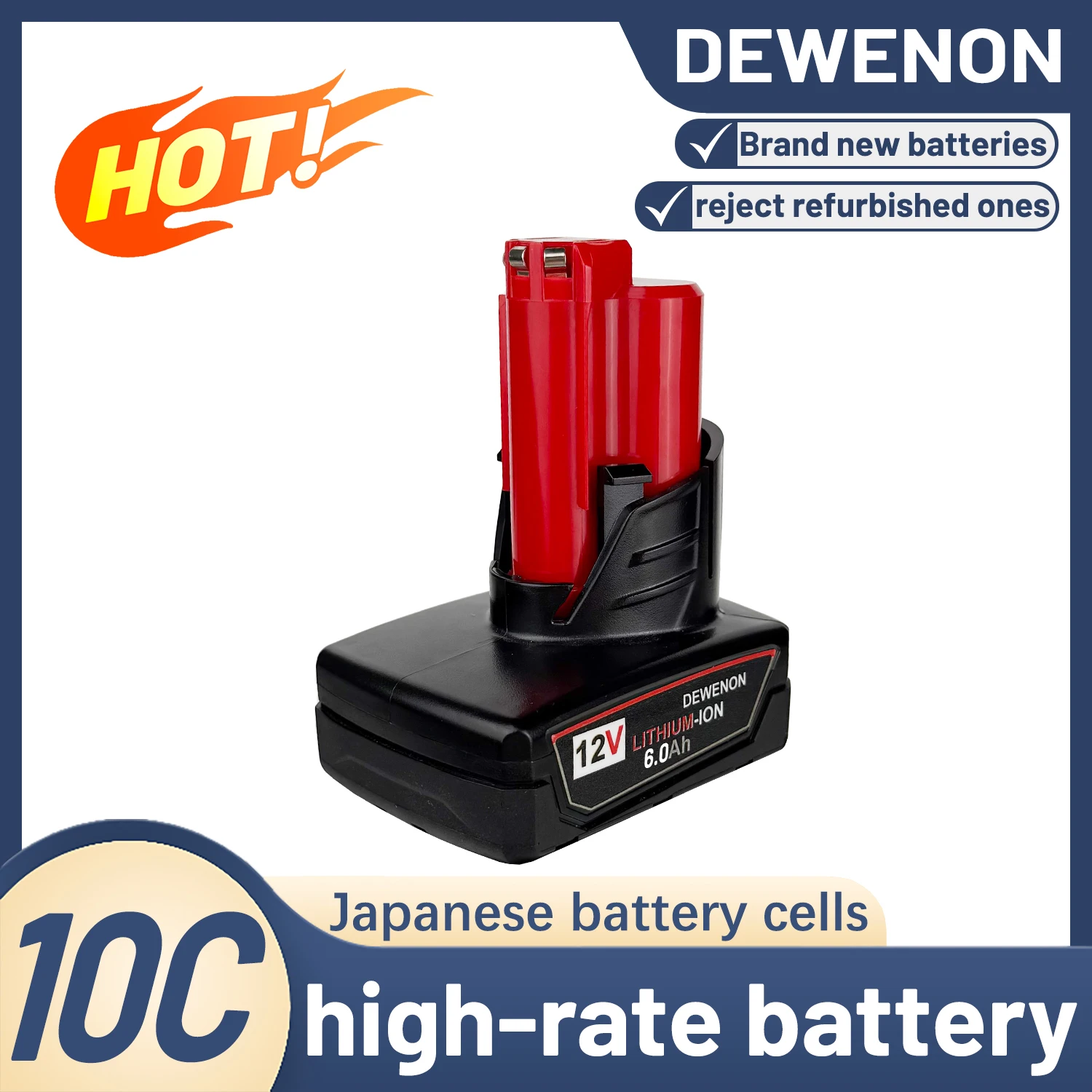 

For Milwaukee battery 12V Power tools battery ,DEWENON For original Milwaukee M12 Electric drill battery Charger