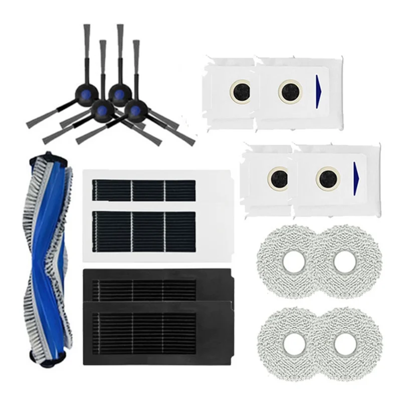 17 peças para ecovacs deebot x2s aspiradores robóticos escova lateral principal filtro hepa panos esfregão saco de pó substituir peças de reposição