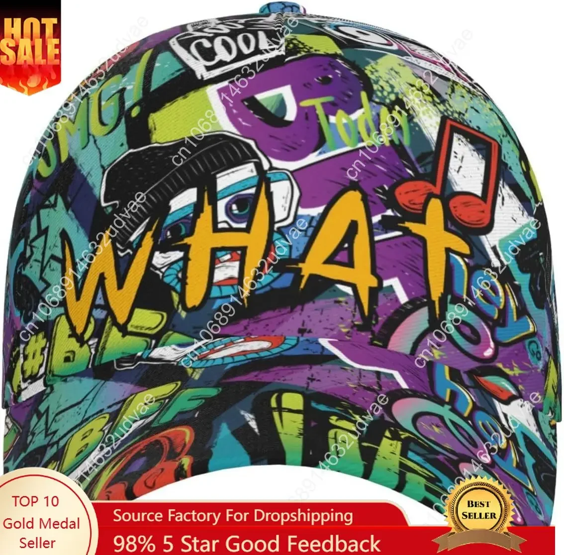 Graffiti Text Hat Men Women Unisex Baseball Caps Graphic Cap Black