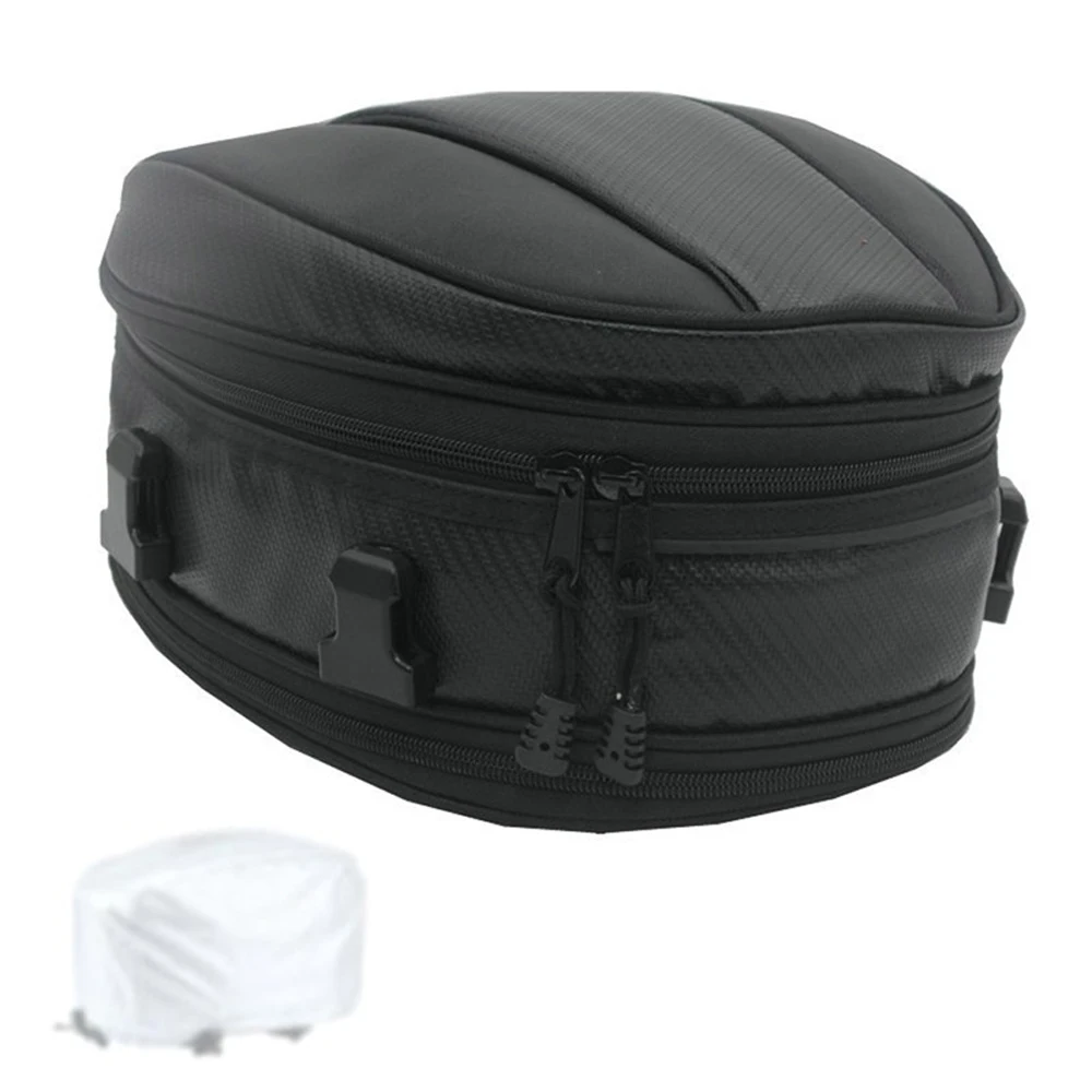 

Motorcycle Tail Bag Multifunctional Motorbike Backseat Bag Rear Seat Luggage Storage Bag with Mounting Straps Rain Cover