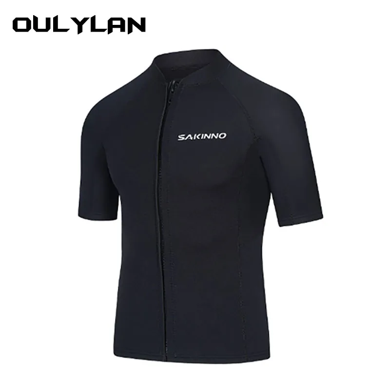 Oulylan 2mm Men Wetsuit Neoprene Diving Suit Split Short Sleeve Women  Wet Suit Front Zip Spearfishing Swim Surfing Swimwear