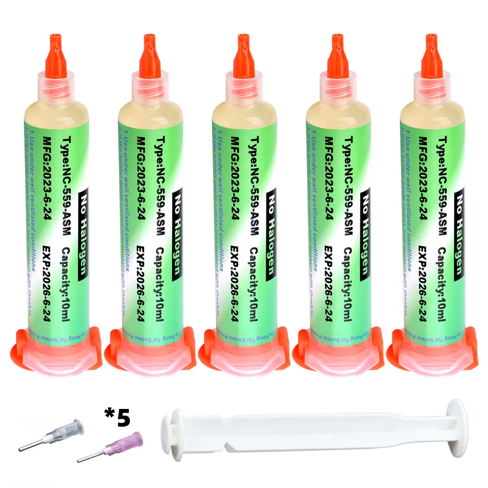 NC-559-ASM Solder Paste 10CC Needle Tube Type Rosin Solder Flux Repair Welding Oil for Phone PCB BGA SMD Rework