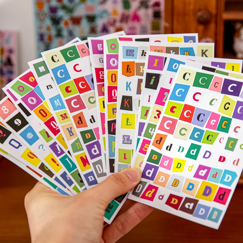 Mr.Paper 1000+ Sticker Book, Alphabet Collage Series Classic Letter Theme Decals for Journal Scrapbooking DIY, Phone Case Diary