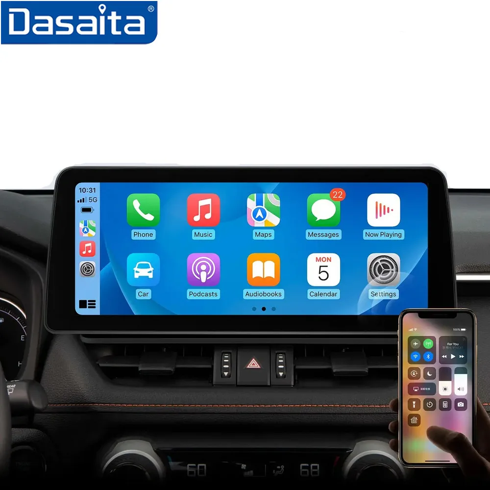 

Dasaita G12 для Toyota RAV4 2019 2020 2021 2022 Qualcomm 665 12,3 "QLED 2K экран 4G LTE 8 + 256 Carplay Авто Радио Автомобильная стереосистема