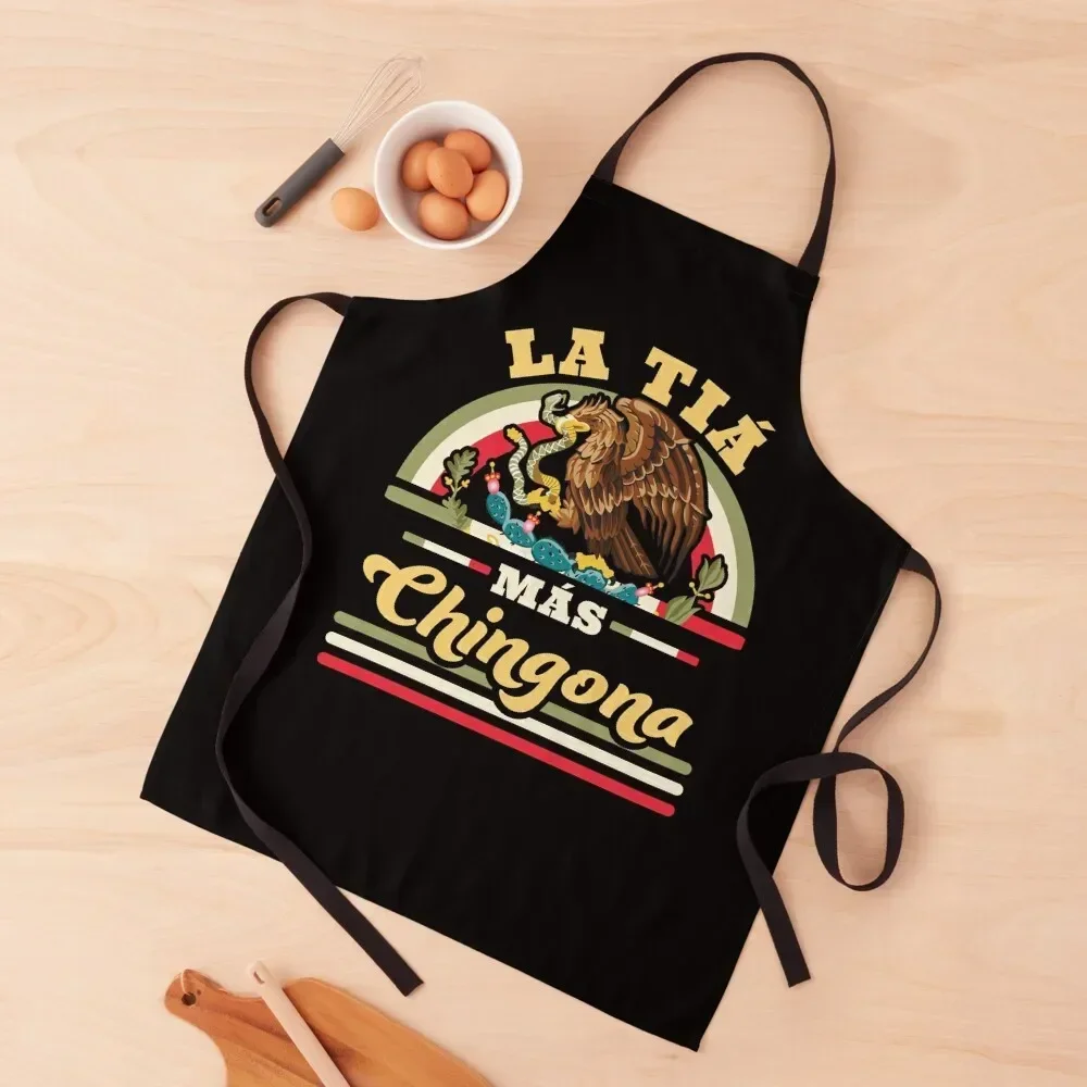 La Tia Mas Chingona Funny Mexican Flag Cool Aunt Apron Kitchens Woman men Beauty Apron