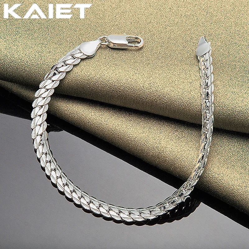 

KAIET Silver Color Men 6MM Side Chain Bracelet Jewelry For Women Wedding Party Fashion Accessories