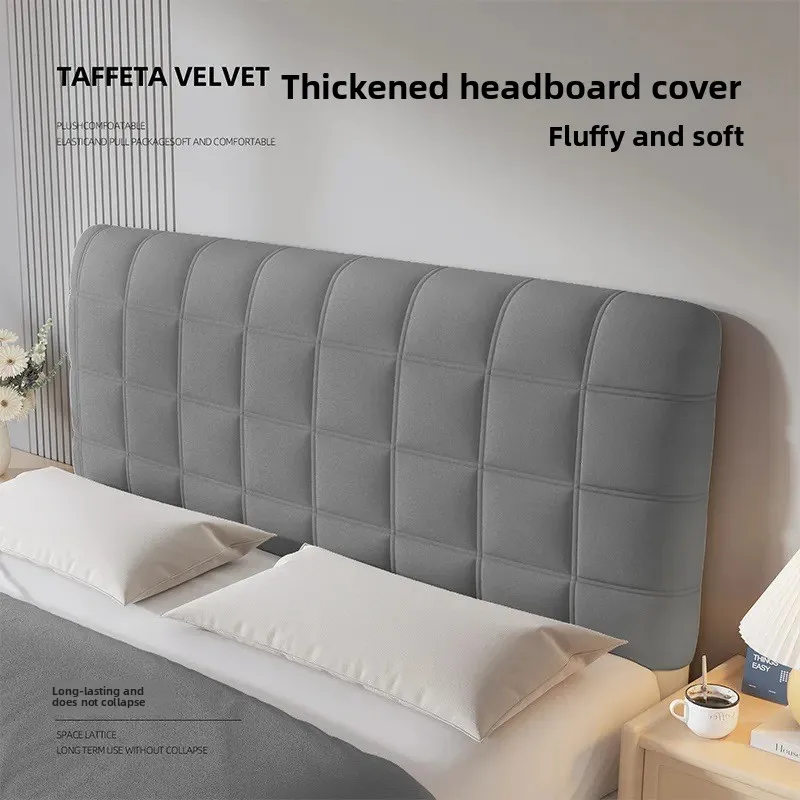 Thickened velvet headboard cover, fluffy cover for wooden bed backrest, soft protective wrap, universal fit, magic tool for conc