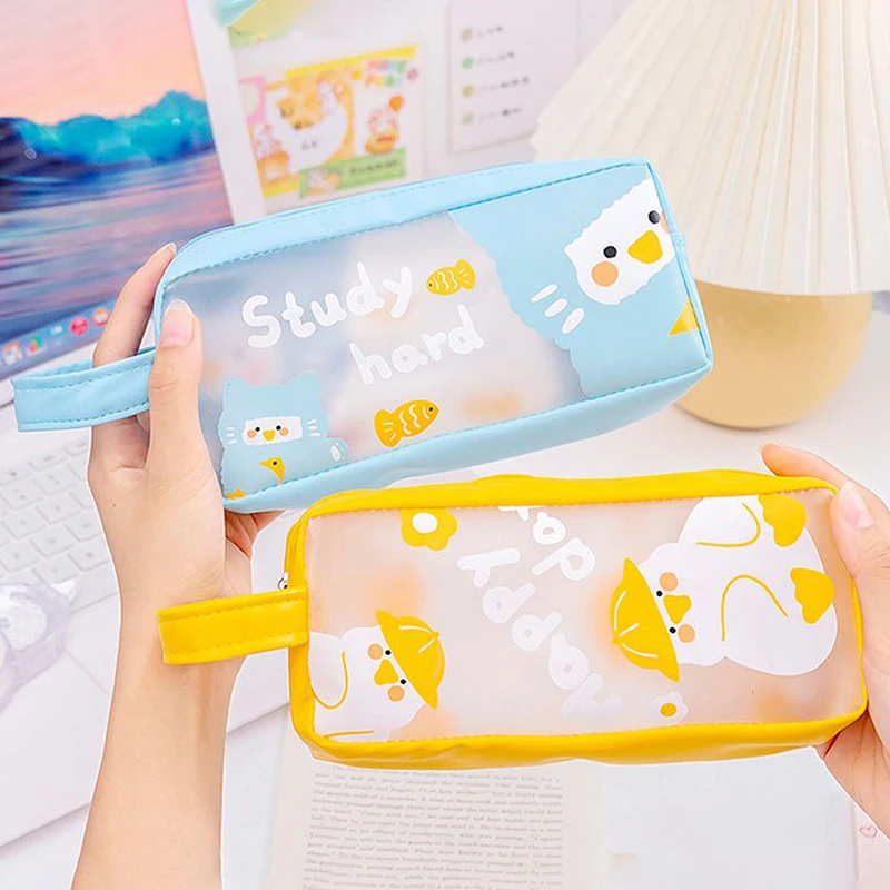 Pencil Case Transparent Pencilcase Trousses Scolaires School Supplies Cartoon Pencil Pouch Cartucheras Escolares Pencil Cases