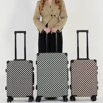 New PVC leather travel luggage Women fashion rolling luggage Men luxury trolley suitcase large capacity boarding password box