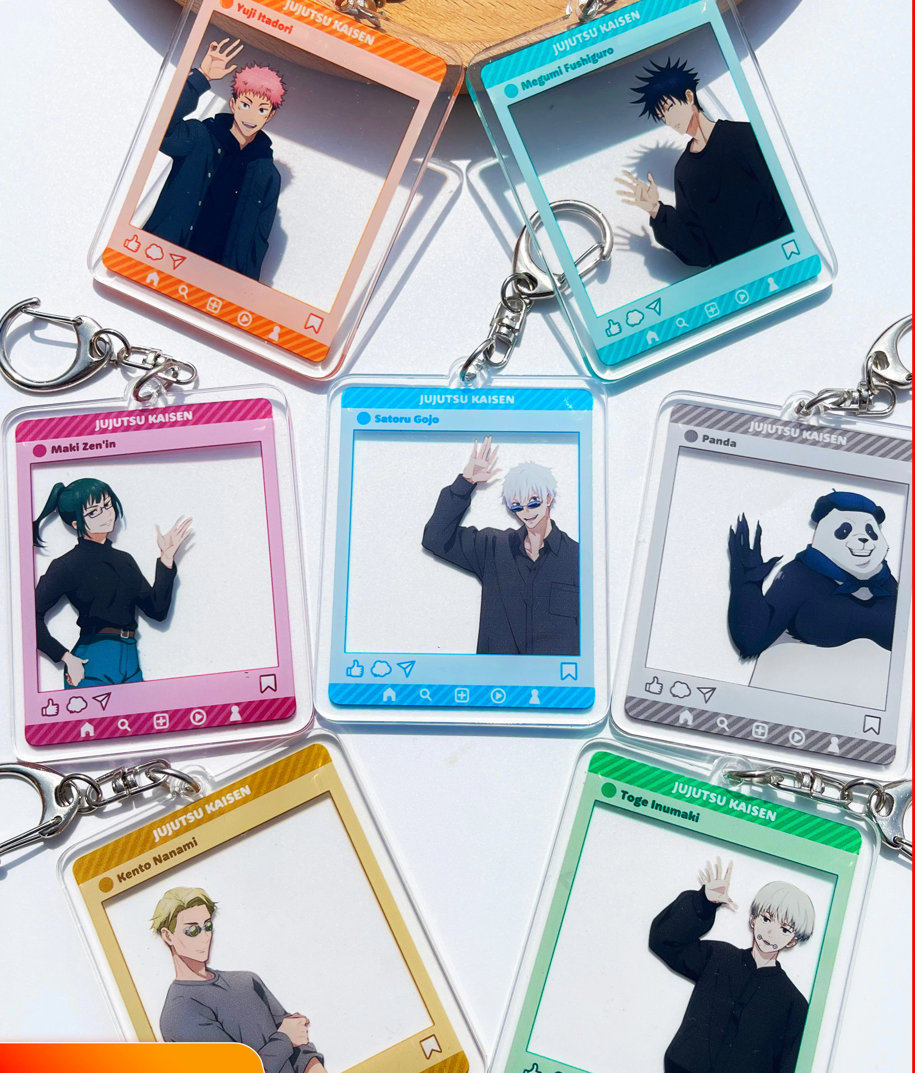 

Anime Jujutsu Kaisen Inumaki Toge Zenin Maki Cosplay Group Photo Transcard Keychain Pendant Ambitus