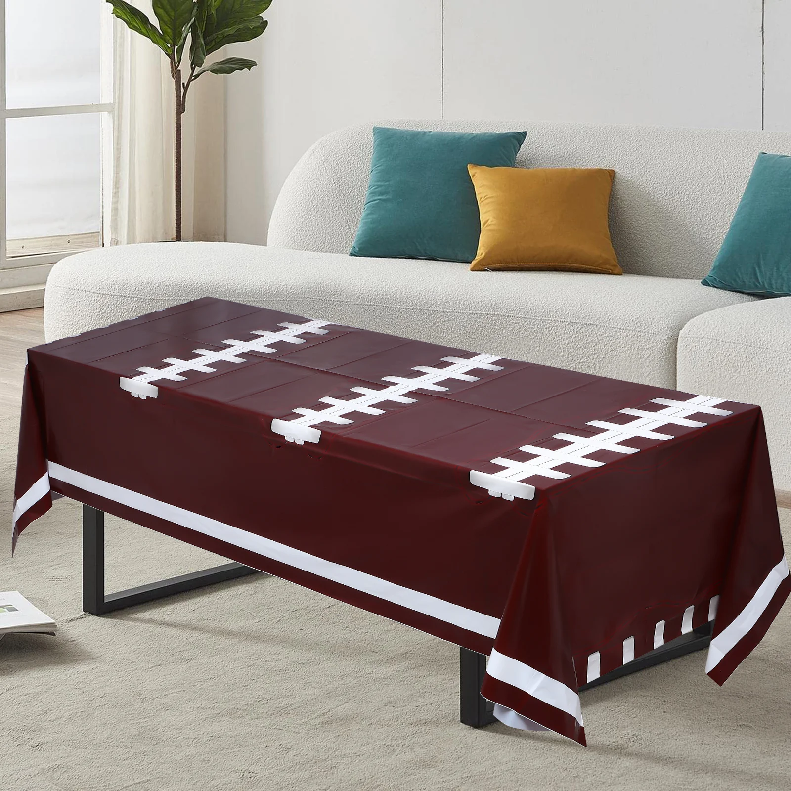 

2Pcs Waterproof Football Tablecloth Disposable Rectangular Party Table Covers Football Theme Decorations Sports Tablecloth