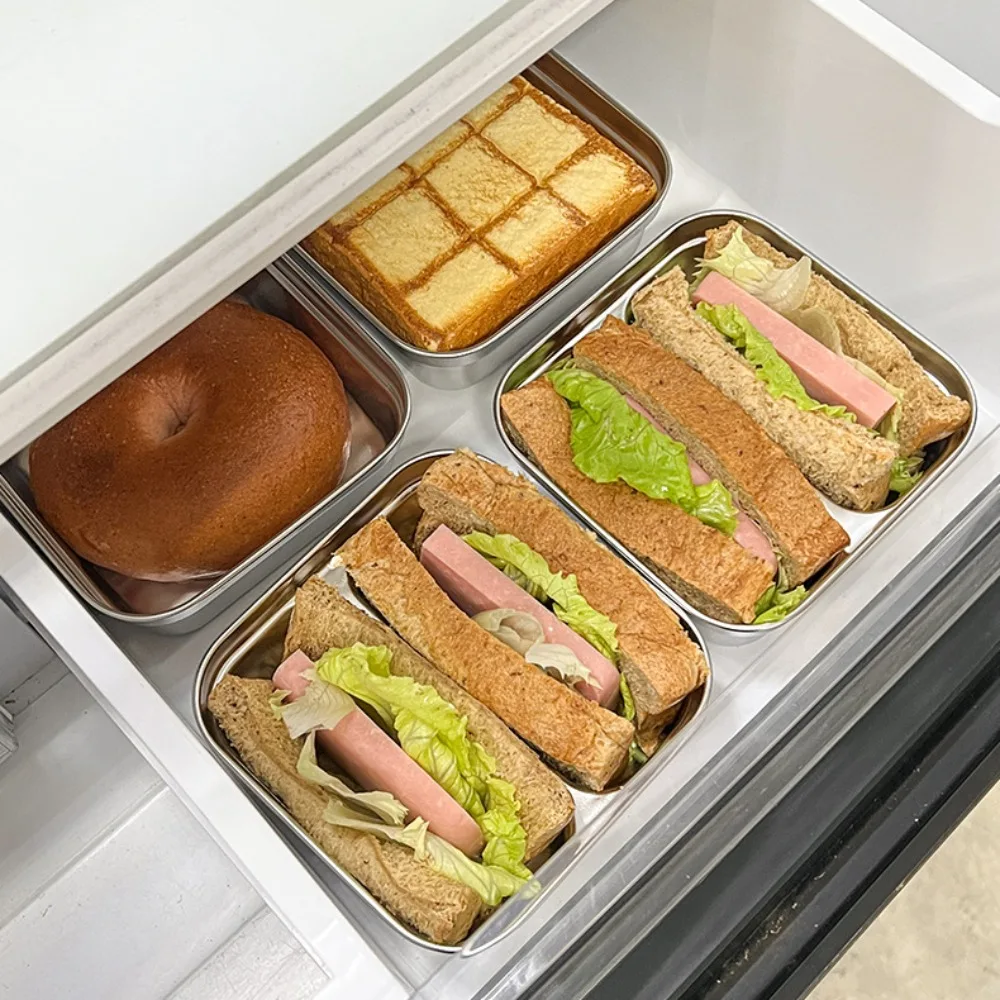 

Многофункциональный квадратный ланч-бокс из нержавеющей стали, герметичный, с 1/2 отделениями, контейнер для салата, штабелируемый контейнер для хранения продуктов, для холодильника