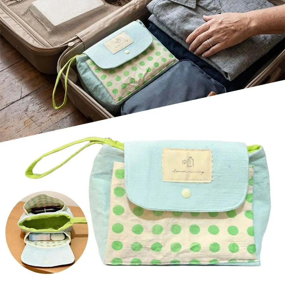 

Multi-functional Polka Dot Design Storage Bag Three-layer Handheld Makeup Bag Large Capacity Coin Purse Women