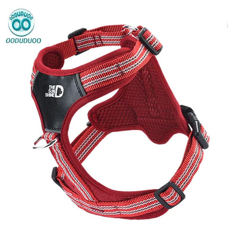 OODUDUOO Dog Harness No-Pull Reflective Pet Harness with Escape-Proof Leash Leather Padded Design for Medium to Large dogs