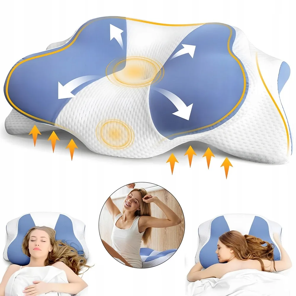 Oreiller ergonomique en mousse à mémoire de forme pour le soutien du cou, oreiller de lit profilé, oreiller de sommeil pour dormeurs sur le côté, le dos ou le ventre avec taie d'oreiller lavable